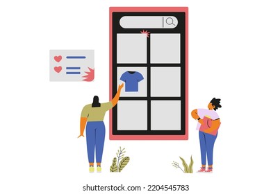 Two Person Who Pick A Cloth into Cart