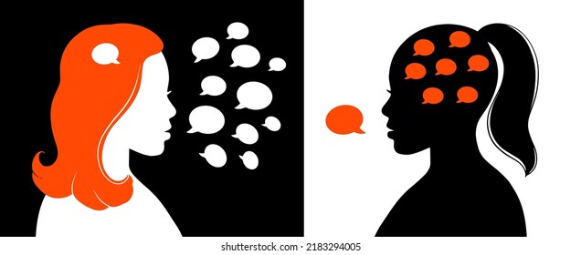 Two personality types, extrovert and introvert concept vector illustration