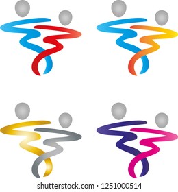 Two persons abstract in different colors