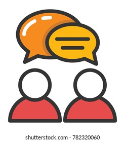 Two persons with bubble icons symbolising consulting