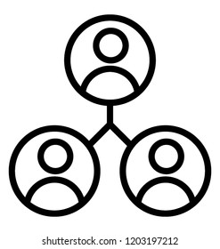 Two persons connected with a person depicting team lead icon 