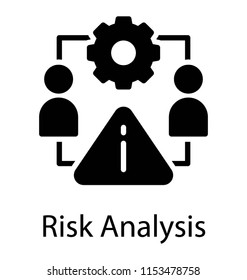 
Two persons gear and risk sign in a circle making network symbolizing the concept of risk analysis 
