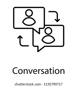 
Two persons having online chat , online conversation and communication icon concept 
