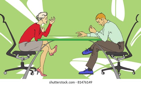 Two persons having tough discussion on business at the office