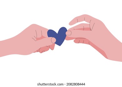 Dos personas sosteniendo un corazón juntos. Vector de ilustración.