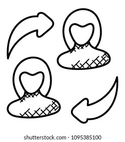 
Two persons interconnected each other, collaboration
