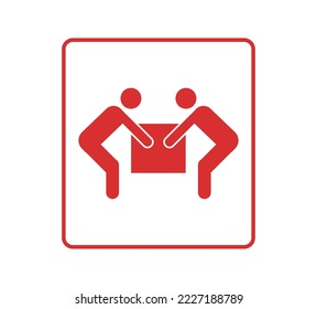 Zwei Personen zum Heben Symbol. Konzept der Verpackung und Lieferung.