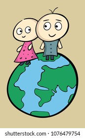 Two persons on the planet