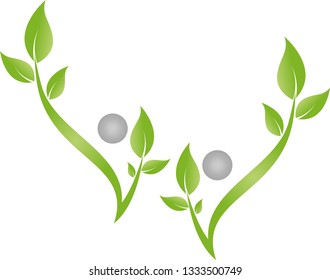 Two persons as plants, trees logo