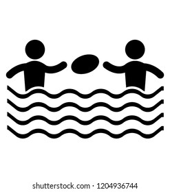 Two persons playing with rugby, pool playing 