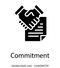 Two persons shaking hands along with a paper sheet, partnership deed icon  