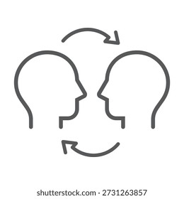 Two persons silhouette with exchange arrows isolated vector image.
