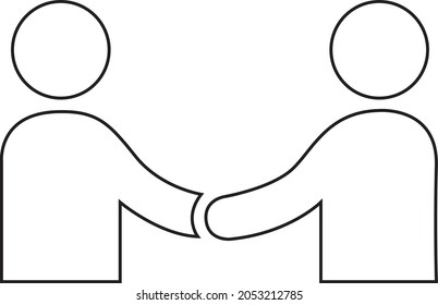 Two persons Teamwork Coworkers. Vector. Black and white. White background. One line drawing.
