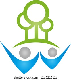 Two persons and trees logo