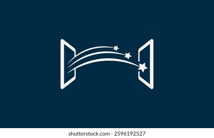 Two phones connecting information from a far  logo design