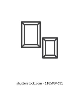 Two photo frames outline icon. linear style sign for mobile concept and web design. Picture frames simple line vector icon. Symbol, logo illustration. Pixel perfect vector graphics
