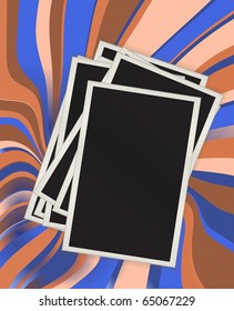 Two photos lying on grunge to a structure. Vector