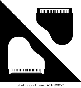 Two Piano Instruments in Yin Yang Composition - Black and White Composition - Pictogram Sign Silhouette Stencil Style