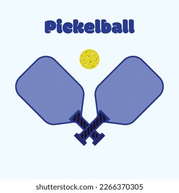 Two pickleball paddles and ball isolated on white background