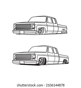 two pickup truck car silhouettes