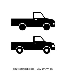 Two pickup truck icon silhouette vector illustration design on white background.