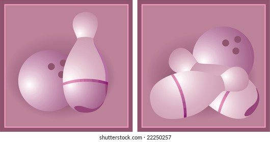 two pics with bowling apparatus