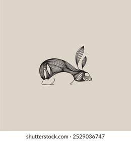 two pictures of rabbits. one rabbit is full of lines, its purpose is to provide a focal point of vision. and the other rabbit is made simple to balance the composition. suitable for business identity
