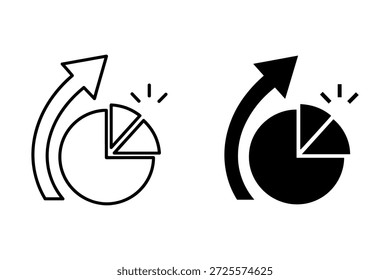Dos gráficos circulares con flechas y destellos que indican crecimiento o mejora