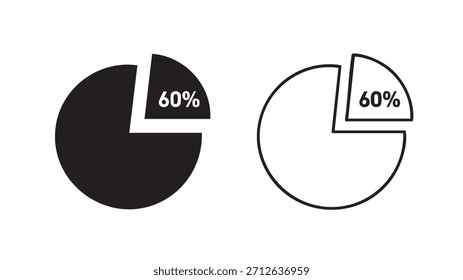 Dois gráficos de pizza com a mesma porcentagem de 60% são mostrados lado a lado. Os gráficos de pizza são pretos