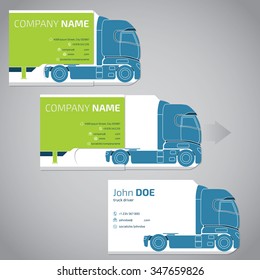 Two Piece Business Card Template Design With Truck And Trailer