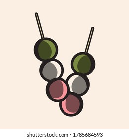 Two piece of dango vector on light brown background