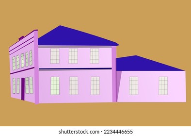 two piece house with blue roof