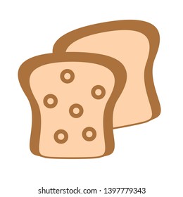 Two pieces of bread flat icon, vector sign, Toast bread colorful pictogram isolated on white. Breakfast food symbol, logo illustration. Flat style design - Vector
