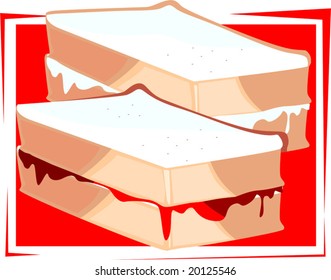 two pieces of bread and jam	