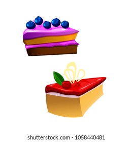 two pieces of cake for the background, design, menu. bright and colorful. vector illustration