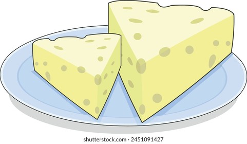 Dos trozos de queso en un plato