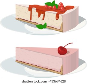 two pieces of cheesecake