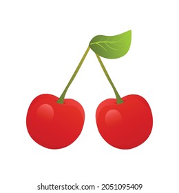 two pieces cherries in simple style