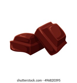 Two pieces of chocolate, cartoon vector illustration isolated on white background. Dark chocolate, guilty pleasure, tempting dessert, cocoa sweets