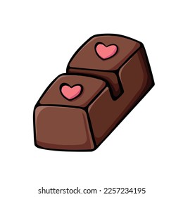 Two pieces of chocolate for valentine vector. Suit for sticker, drawing books.