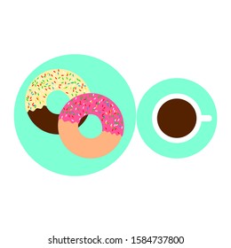 two pieces of donut and a cup of coffee