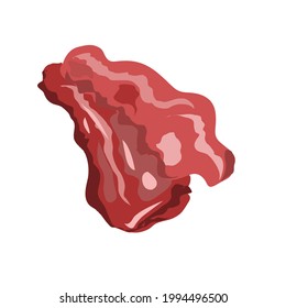 Two pieces of fried bacon isolated element on a white background.