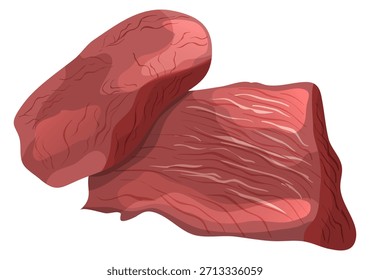 Dos piezas de carne se muestran sobre un fondo blanco