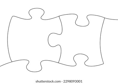 Two pieces of one puzzle. One line drawing for different uses. Vector illustration.