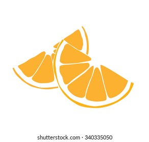 two pieces of orange fruits. vector illustration.