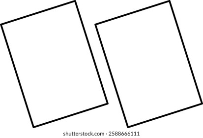 Two pieces of paper are tilted icon