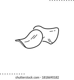 Two pieces of potato chips vector icon in outline
