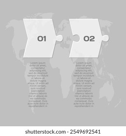 Two pieces puzzle arrow line infographic. Business, idea, flow concept. Template for 2 options, parts, processes. Jigsaw info graphic. Can be used for process, presentation, layout, banner, graph