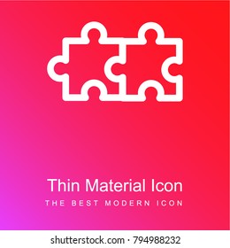 Two pieces of a puzzle red and pink gradient material white icon minimal design