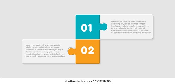 Diagrama de cuadrados de rompecabezas de dos piezas. Squares infografía de presentación de negocios. 2 pasos, partes, partes del diagrama de procesos. Banner de comparación de sección. Gráfico informativo del rompecabezas. Estrategia de marketing.